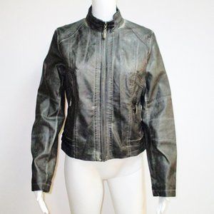 RD Style Faux Leather Zipper Front Jacket